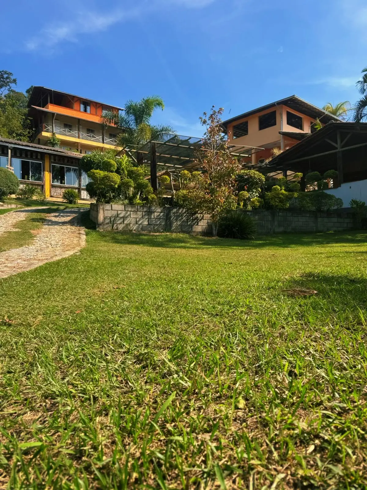 Jardim e campo gramado